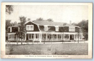 1910 Rock Island Illinois Vintage Postcard Club House Government Island Posted
