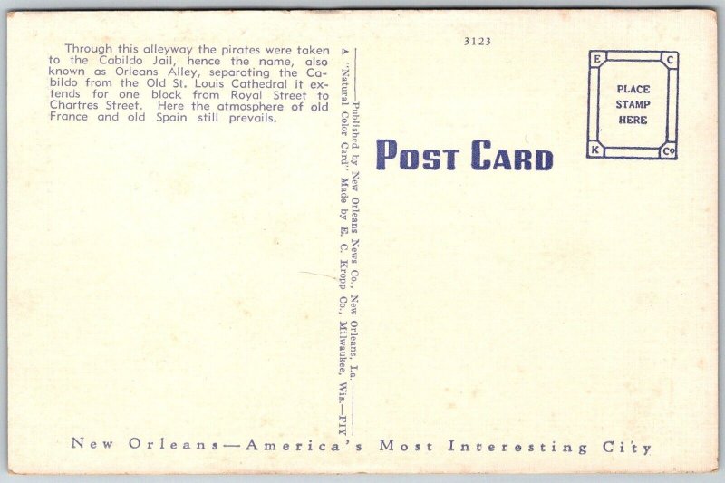 New Orleans Louisiana 1940s Postcard Pirates Alley