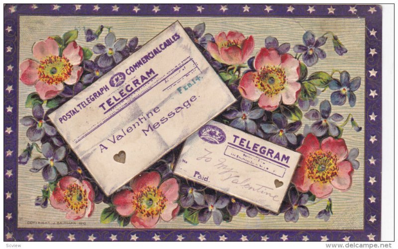 VALENTINE´S DAY; Telegrams, Poppies, Violets, PU-1916