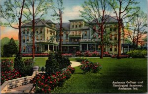 Linen Postcard Anderson College and Theological Seminary in Anderson, Indiana