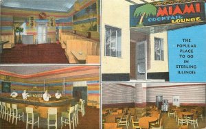 Postcard Illinois Sterling Miami Cocktail Lounge Interior 1940s Kropp 23-9311