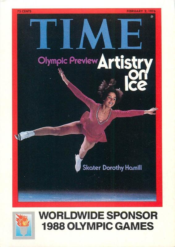 TIME Magasine Postcard Worldwide Sponsor 1988 Olympic Game Skater Dorothy Hamill