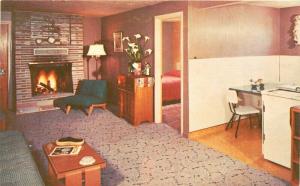 King Surf Apartments Mid Century Furniture Oregon Coast 1950s Postcard 5620