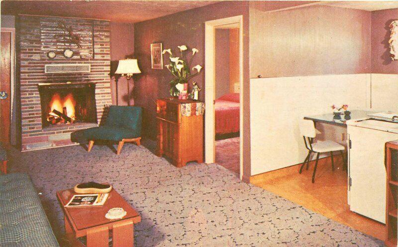 King Surf Apartments Mid Century Furniture Oregon Coast 1950s Postcard 5620