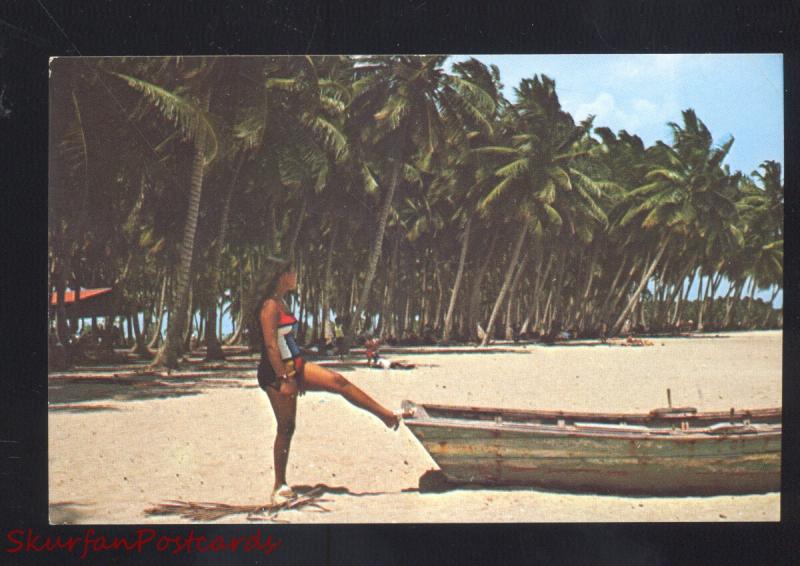 SAN PEDRO DE MARORIS R.D. DOMINICAN REPUBLIC PLAYA VILLA DEL MAR OLD POSTCARD