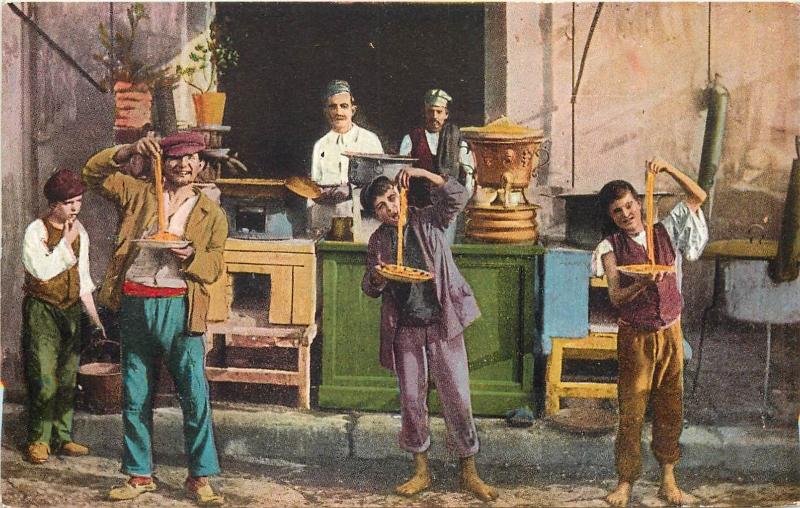 Napoli Mangiamaccheroni Naples macaroni store street sellers commerce Italy