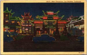 New Chinatown Los Angeles California Linen Postcard C036