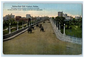 1915 Street Lights, Road Horse Carriage Dallas-Oak Cliff Viaduct Dallas Postcard 