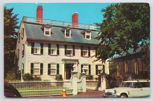 Salem Massachusetts~Ropes Memorial Historical House~Car~1950s Postcard