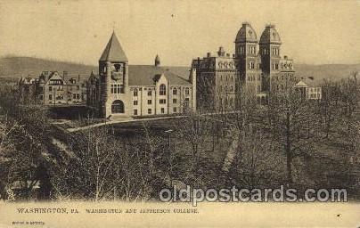 Washington, PA USA Washington & Jefferson College Old Vintage Antique Post Ca...