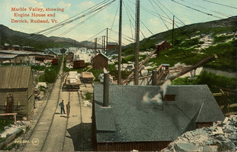 VT - West Rutland. Marble Valley (Quarry). Showing Engine House and Derrick