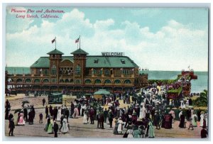 1919 Ocean Avenue Railway Building Classic Cars Dirt Road Long Beach CA Postcard 