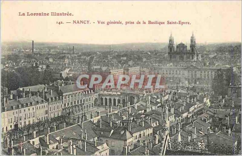 Old Postcard Nancy Vue Generale taken from the Basilica Saint-Epvre