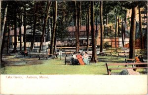 Auburn, ME Maine  LAKE GROVE  Park~Ladies On Bench  ca1910's Vintage Postcard