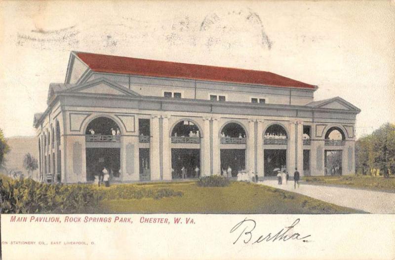 Chester West Virginia Rock Springs Park Main Pavilion Antique Postcard K88409