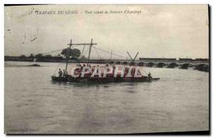 Old Postcard Army Works Genie vessels flying Bridge & # 39equipage