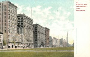 Vintage Postcard Michigan Avenue Looking North From Auditorium Chicago Illinois