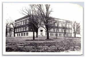 Postcard High School Holton Kansas RPPC Real Photo