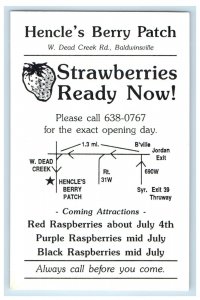 1995 Hencle's Berry Patch Strawberries Baldwinsville NY Advertising Postcard