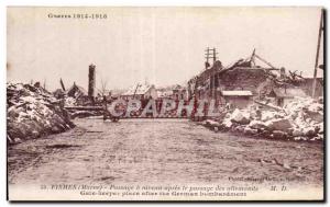 Old Postcard Fismes Marne level crossing after the passage of German m