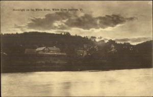 White River Junction VT Moonlight on White River c1910 Postcard