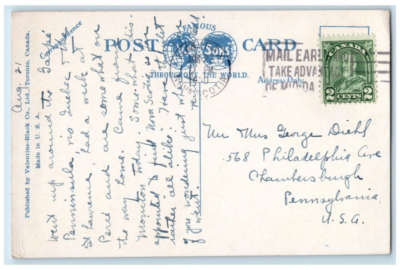 1930 Entrance to Citadel Halifax Nova Scotia Canada Cannon Posted Postcard