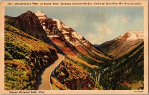 Mountainous Vista on Logan Pass, Going-to-the-Sun Highway Vintage Postcard P36