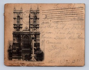 WESTMINSTER ABBEY LONDON ENGLAND TO PENNSYLVANIA COURT SIZE POSTCARD 1900