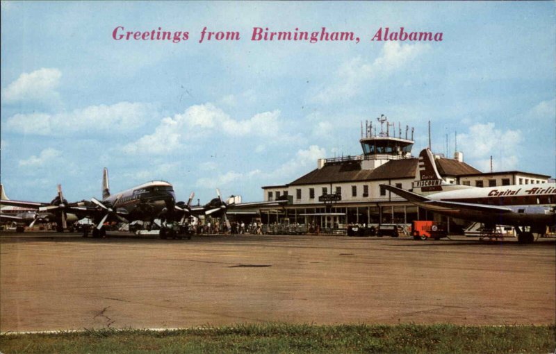 Birmingham Alabama AL Capital Airlines Airport Airplanes Vintage Postcard