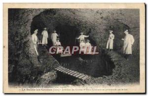 Old Postcard La Balme Les Grottes Interior Caves Two caravans ride on the lake