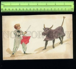 207456 FRANCE Circus clown & bull by Jules Garnier Old poster