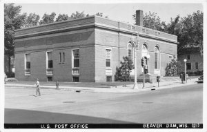 H38/ Beaver Dam Wisconsin RPPC Postcard c1950s U.S. Post Office Building