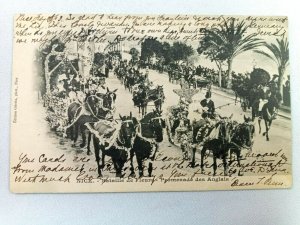 Vintage Postcard NICE Bataille de Fleurs Peomenade des Anglais France Post 1903