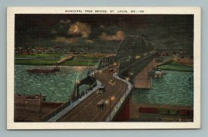 Municipal Free Bridge, St. Louis, MO Missouri Postcard 