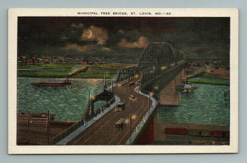 Municipal Free Bridge, St. Louis, MO Missouri Postcard 