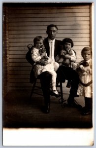 K50/ Interesting RPPC Postcard c1910 Americana Dad Kids Dolls Cute 1