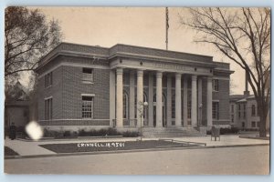 Grinnell Iowa IA Postcard RPPC Photo Post Office Scene Street c1910's Antique