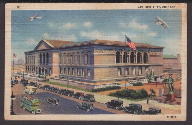 Illinois Chicago - The Art Institute and Ferguson Fountain finished 1893 - LINEN