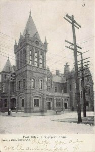 Post Office, Bridgeport, Connecticut, Very Early Postcard, Used in 1906