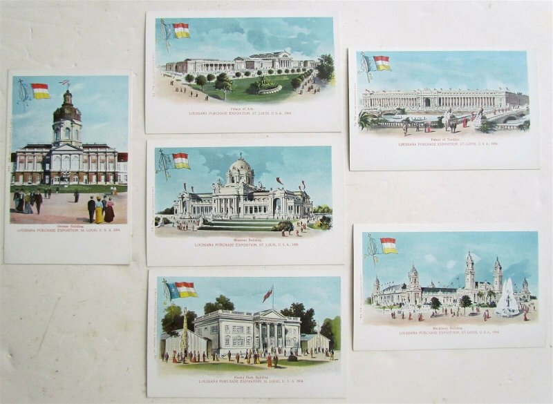 LOT of 6 ANTIQUE POSTCARDS 1904 WORLD'S FAIR EXPOSITION ST.LOUIS MO 