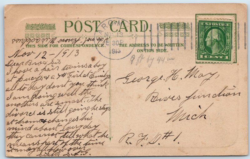 c1910s Nice Lith Art Wood Windmill Farm PC John Winsch Back Embossed Border A217