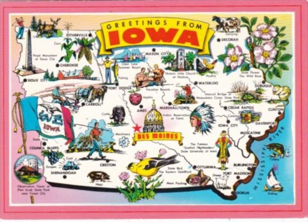 Greetings From Iowa With Map