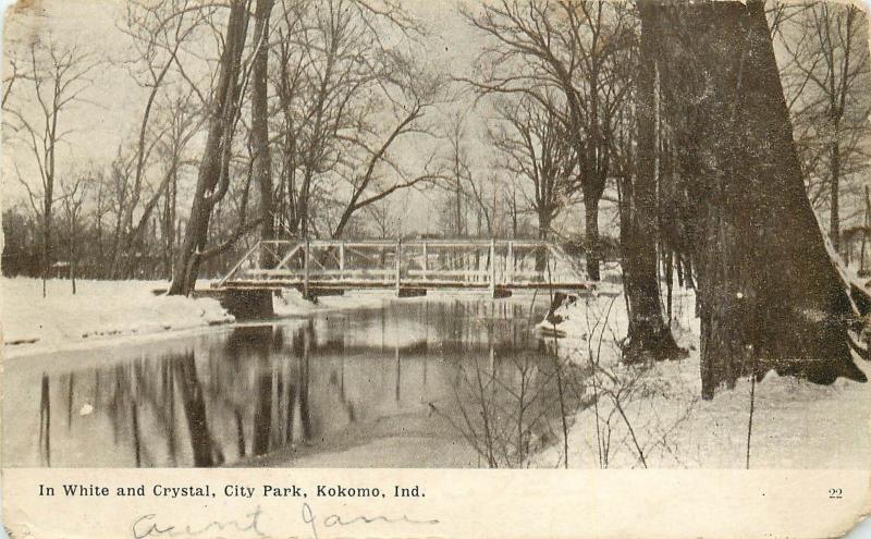 c1907 Postcard; In White & Crystal, City Park Foot Bridge Kokomo IN Howard Co.