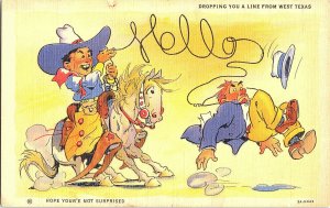 Hello Dropping You A Line From West Texas Vintage Standard View Comic Postcard