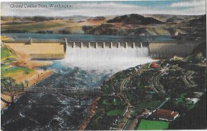 Grand Coulee Dam Washington 500 ft. high & 4300 ft across Mailed 1956