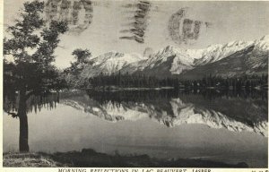 Canada Morning Reflections In Lac Beauvert Jasper Vintage Postcard 03.96