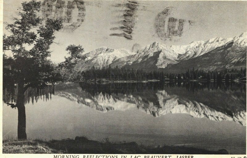 Canada Morning Reflections In Lac Beauvert Jasper Vintage Postcard 03.96 