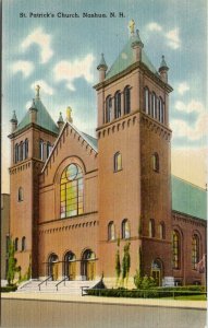 NH St Patrick's Church Nashua New Hampshire Linen Postcard W8