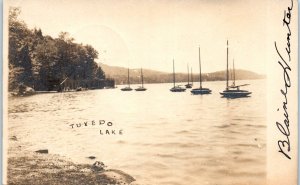 1905 Boats on Tuxedo Lake New York State RPPC Real Photo Postcard