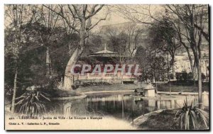 Old Postcard Gernoble city garden the bandstand